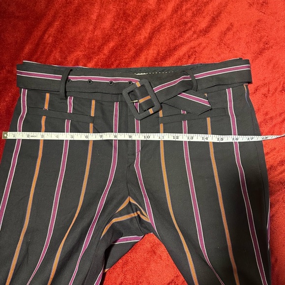 Anthropologie Black and Purple Cropped Ankle Pants - Picture 8 of 9